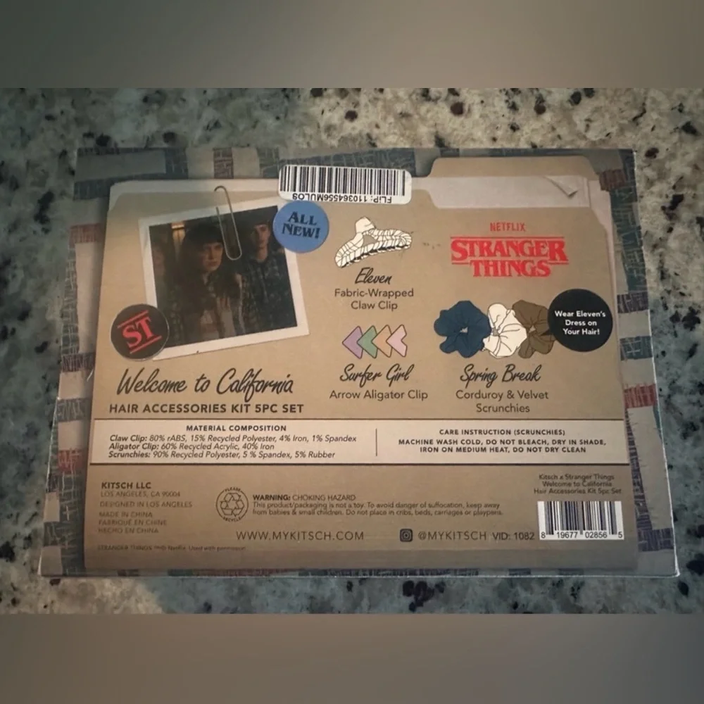 Stranger Things Kitsch 5PC Hair‎  Accessories Set NEW Scrunchies Claw Clip